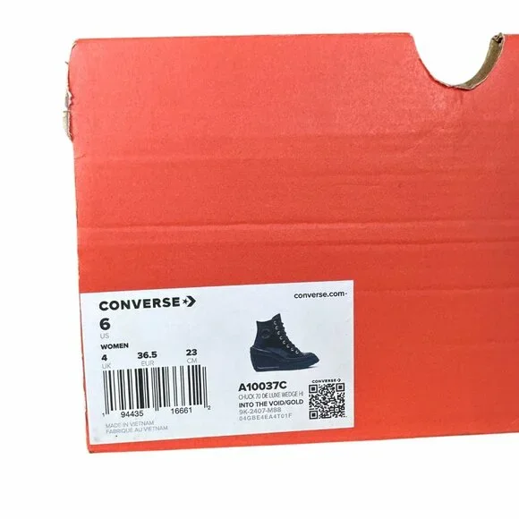 ✨Converse Chuck 70 De Luxe Wedge Platform Leather Sz 6 Women Shoes Blue A10037C - Picture 9 of 9